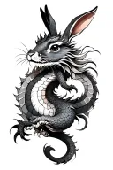 Chinese zodiac dragon and rabbit is intertwined within tattoo design idea