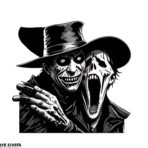 freddy krueger vs scream tattoo design idea