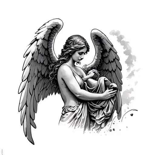An angel taking care of a favelas tattoo design idea