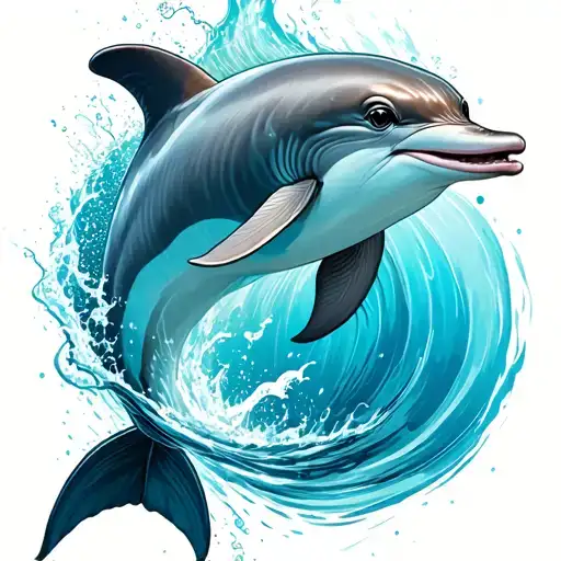 cute dolphin jumping tattoo design idea