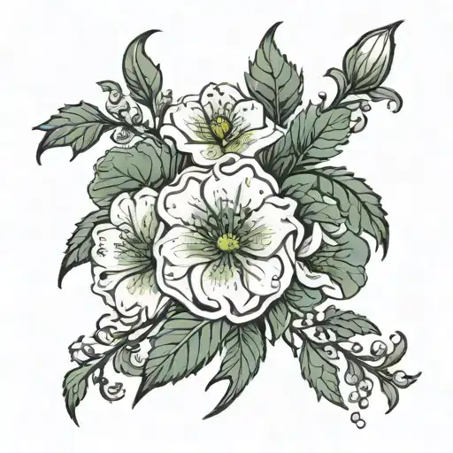 birth month flower February April December birth flower tattoo design idea
