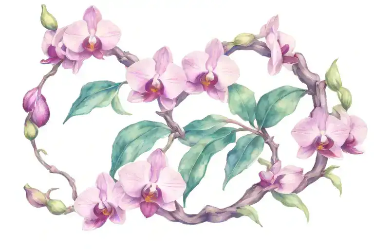 purple orchid vine wrapping around the world Granny tattoo design idea