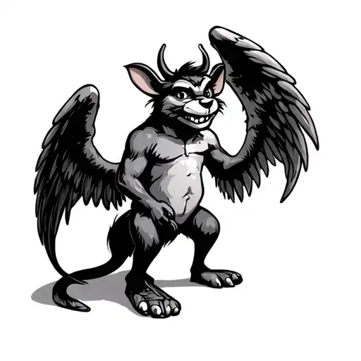 tazmanian devil, angel wings, flip flops tattoo design idea