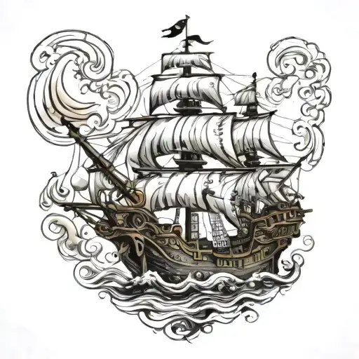 pirates of the Caribbean the black pearl  ship  tattoo design idea