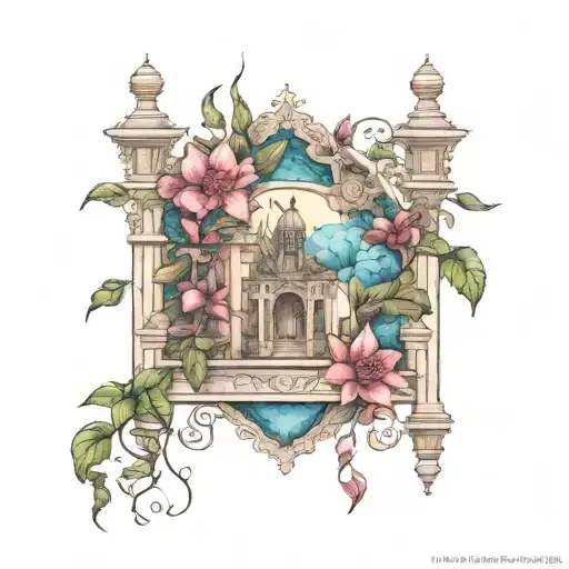 hanging gardens babylon tattoo design idea
