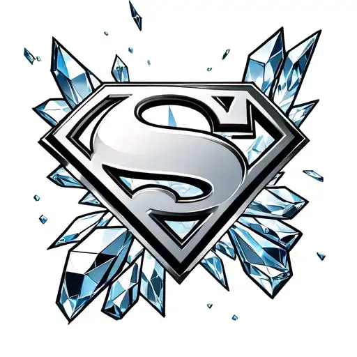 SUPERMAN LOGO FORTRESS OF SOLITUDE BACKGROUND WITH CRYSTALS tattoo design idea