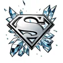 SUPERMAN LOGO FORTRESS OF SOLITUDE BACKGROUND WITH CRYSTALS tattoo design idea