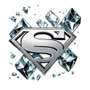 SUPERMAN LOGO FORTRESS OF SOLITUDE BACKGROUND WITH CRYSTALS tattoo design idea
