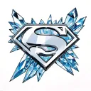 SUPERMAN LOGO FORTRESS OF SOLITUDE BACKGROUND WITH CRYSTALS tattoo design idea