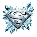 SUPERMAN LOGO FORTRESS OF SOLITUDE BACKGROUND WITH CRYSTALS tattoo design idea