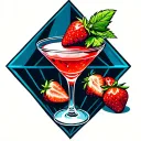 StrawberryMartini spread within a diamond.Strawberry martini without strawberries tattoo design idea