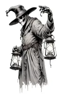 plague doctor holding a lantern tattoo design idea