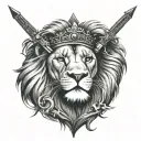 lion king with bible quotes and swords tattoo design idea