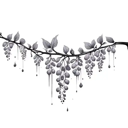 bleeding wisteria flowers tattoo design idea