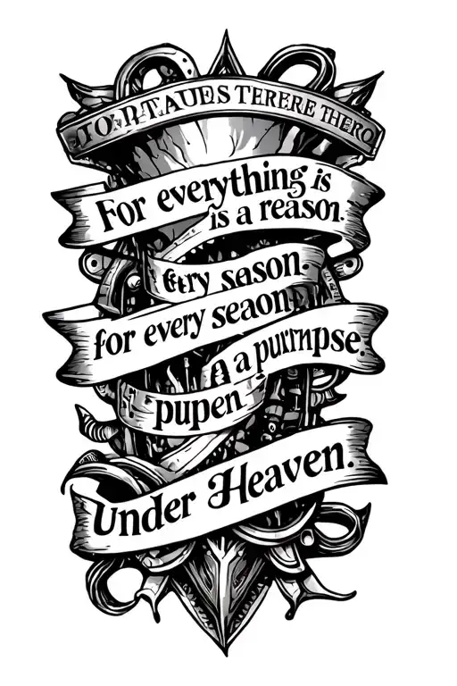 text: "'For everything there is a reason, for every season; a purpose, under Heaven.'" tattoo design idea