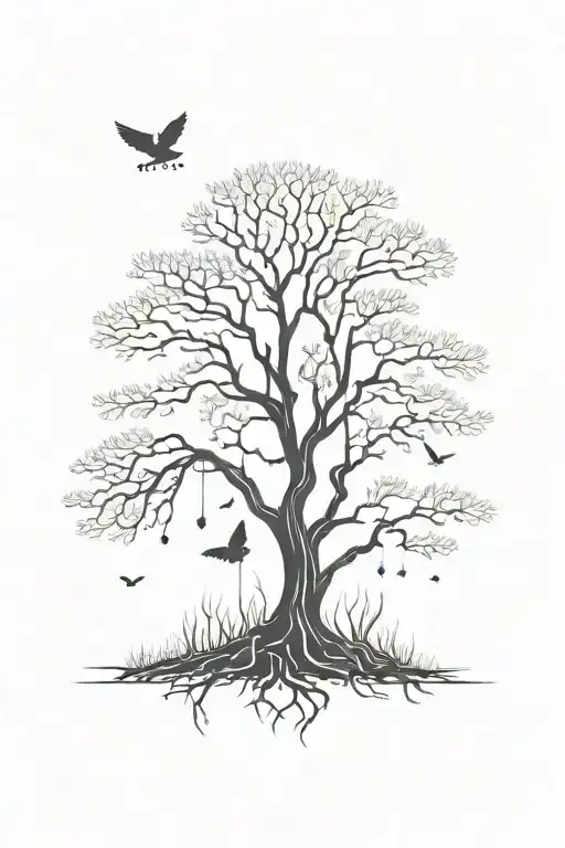 My coffin is still making noise in the forest. He is a tree. He is a tree. he nurses nests tattoo design idea