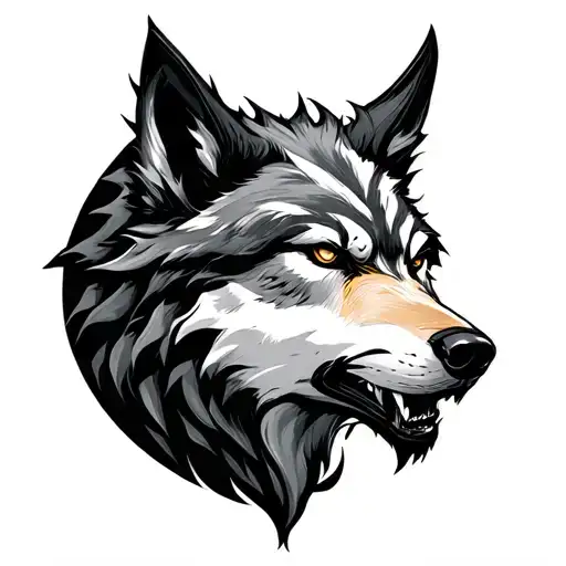 wolf demon moon tattoo design idea