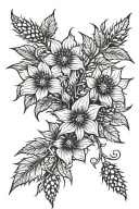 poison ivy vine, blue thistle flower, tattoo design idea