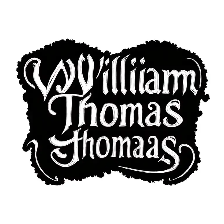 "William" "Thomas" written in Tolkien style tattoo tattoo design idea