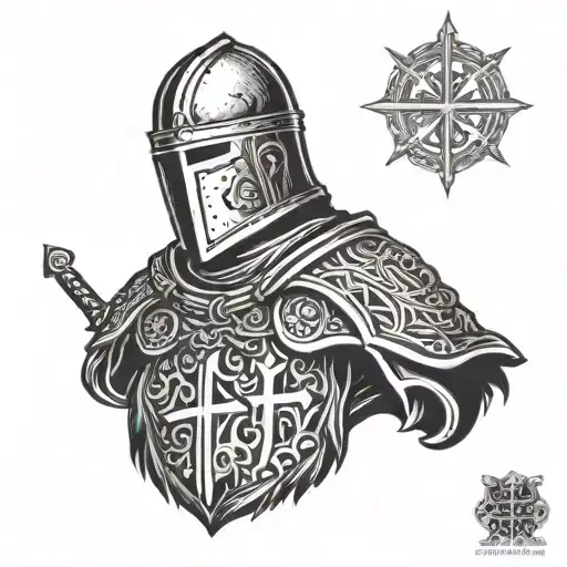 christianism and crusader knight tattoo design idea