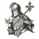 christianism and crusader knight tattoo design idea