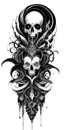 High contrast shading dark fantasy aesthetic surrealist brutalist gothic blackwork otherworldly ornamental tattoo design idea