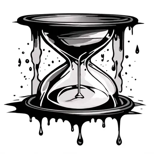 an hourglass leaking as if it were to resemble time running out tattoo design idea