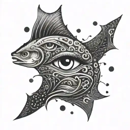 An abstract interpretation of the sea with eyes representing different emotions tattoo design idea
