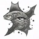 An abstract interpretation of the sea with eyes representing different emotions tattoo design idea