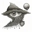 An abstract interpretation of the sea with eyes representing different emotions tattoo design idea