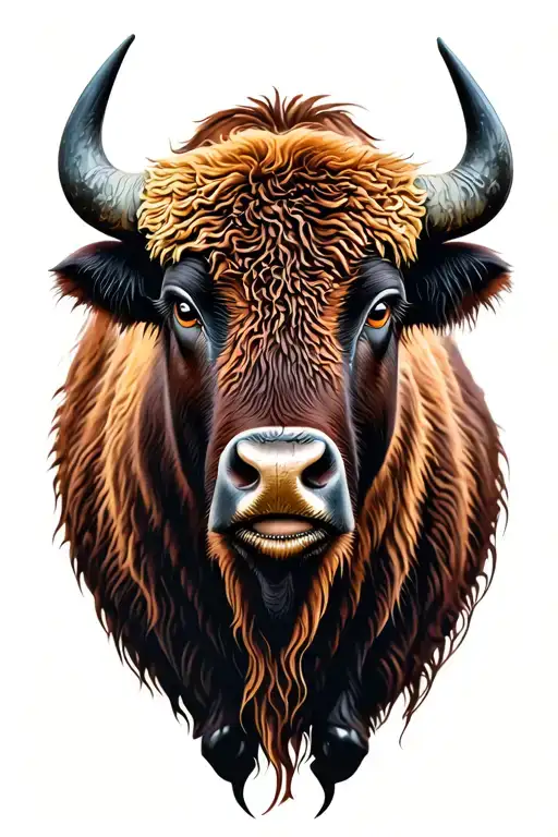 bison head tattoo design idea