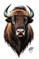 bison head tattoo design idea