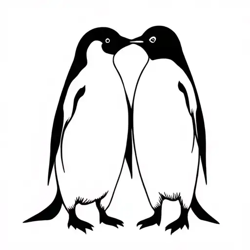 Interlocking Penguins**: Two penguins whose flippers or beaks form a heart shape when the couple stands side by side. tattoo design idea