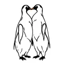 Interlocking Penguins**: Two penguins whose flippers or beaks form a heart shape when the couple stands side by side. tattoo design idea