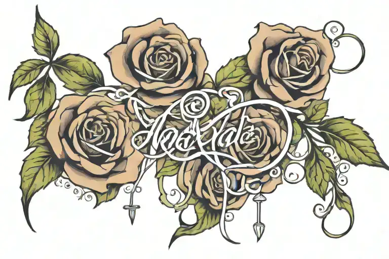 R.I.P Nana writing cursive with roses intertwined tattoo design idea