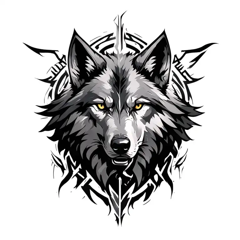 witcher 3 wolf logo tattoo design idea