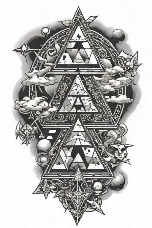 legend of Zelda triforce and six sages ocarina of time tattoo design idea