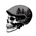 skull with helmet and drag racing tree tattoo design idea