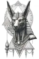 anubis and a pyramid  tattoo design idea