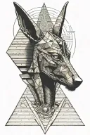 anubis and a pyramid  tattoo design idea