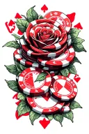 casino chips cards rose tattoo design idea