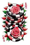 casino chips cards rose tattoo design idea