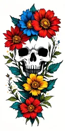 blackout filled with negative space sparkles and a few small American traditional flowers  tattoo design idea
