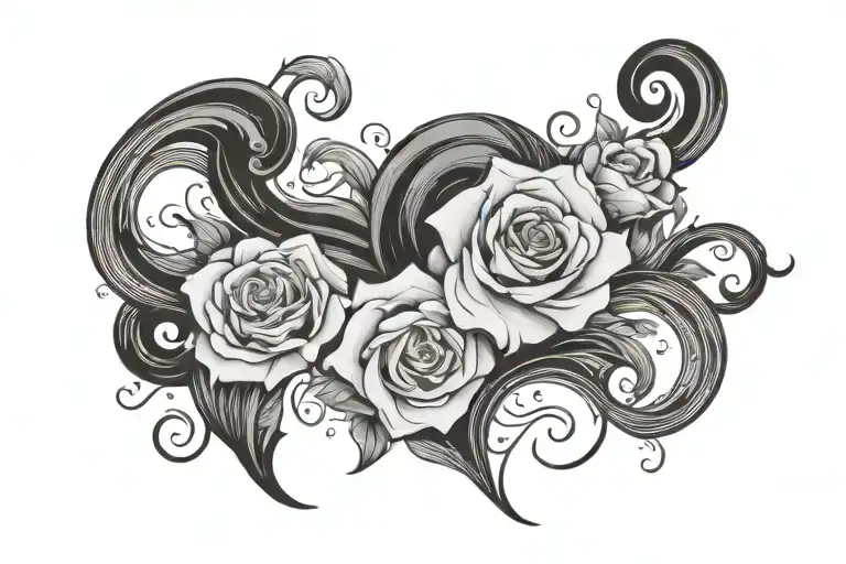 Design my a fine line, simplistic tattoo that has the words “no ordinary girl” following the flow of a wave tattoo design idea