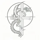 cross with dragon  tattoo design idea