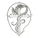 cross with dragon  tattoo design idea