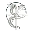 cross with dragon  tattoo design idea