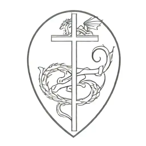 cross with dragon  tattoo design idea