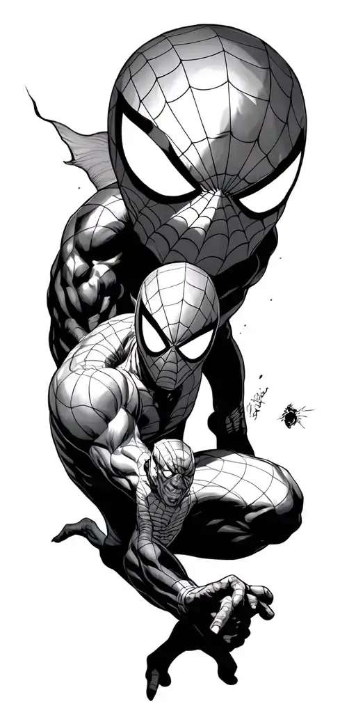 Spider-Man fighting green goblin tattoo design idea