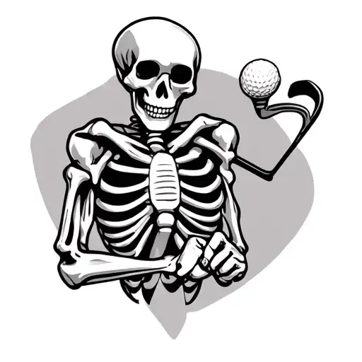 skeleton holding golf club tattoo design idea